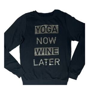 Project Karma Women's Black Long Sleeve Graphic Crew Neck Sweat Shirt Sz M